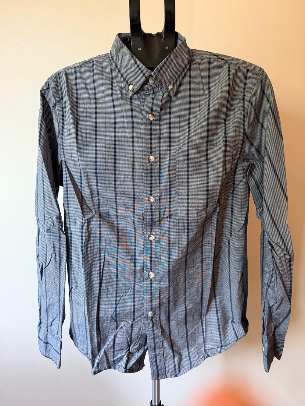 Banana Republic Blue and Black Striped Button-Down Shirt